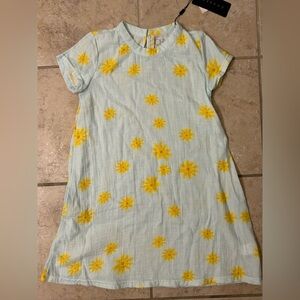 NWT chaser all over sunflower powder blue gauze Dress sz 6